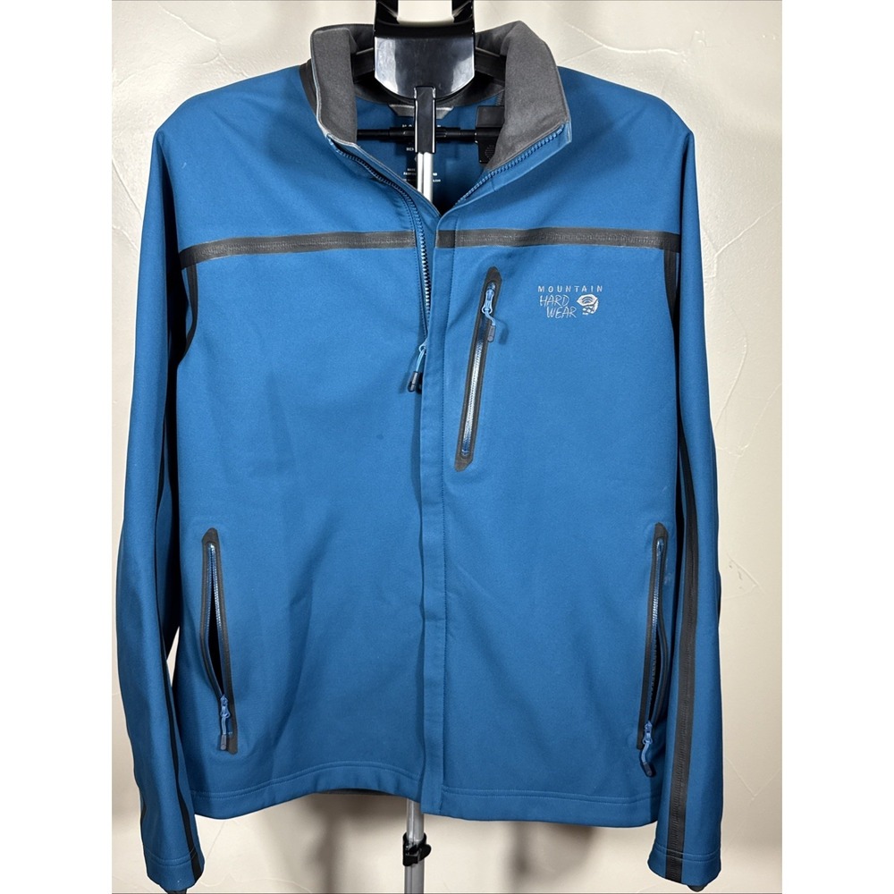 Mountain Hardwear Mens Large Windstopper Jacket Fleece‎ Lined Blue Full Zip